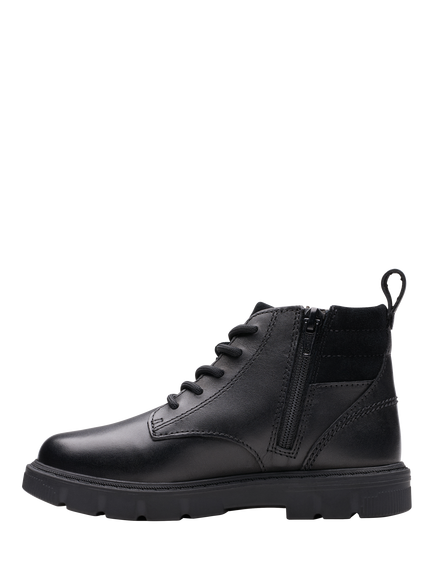 Clarks Kids' Lorcam Trail Leather Lace Up Boots - view 2, Black Leather