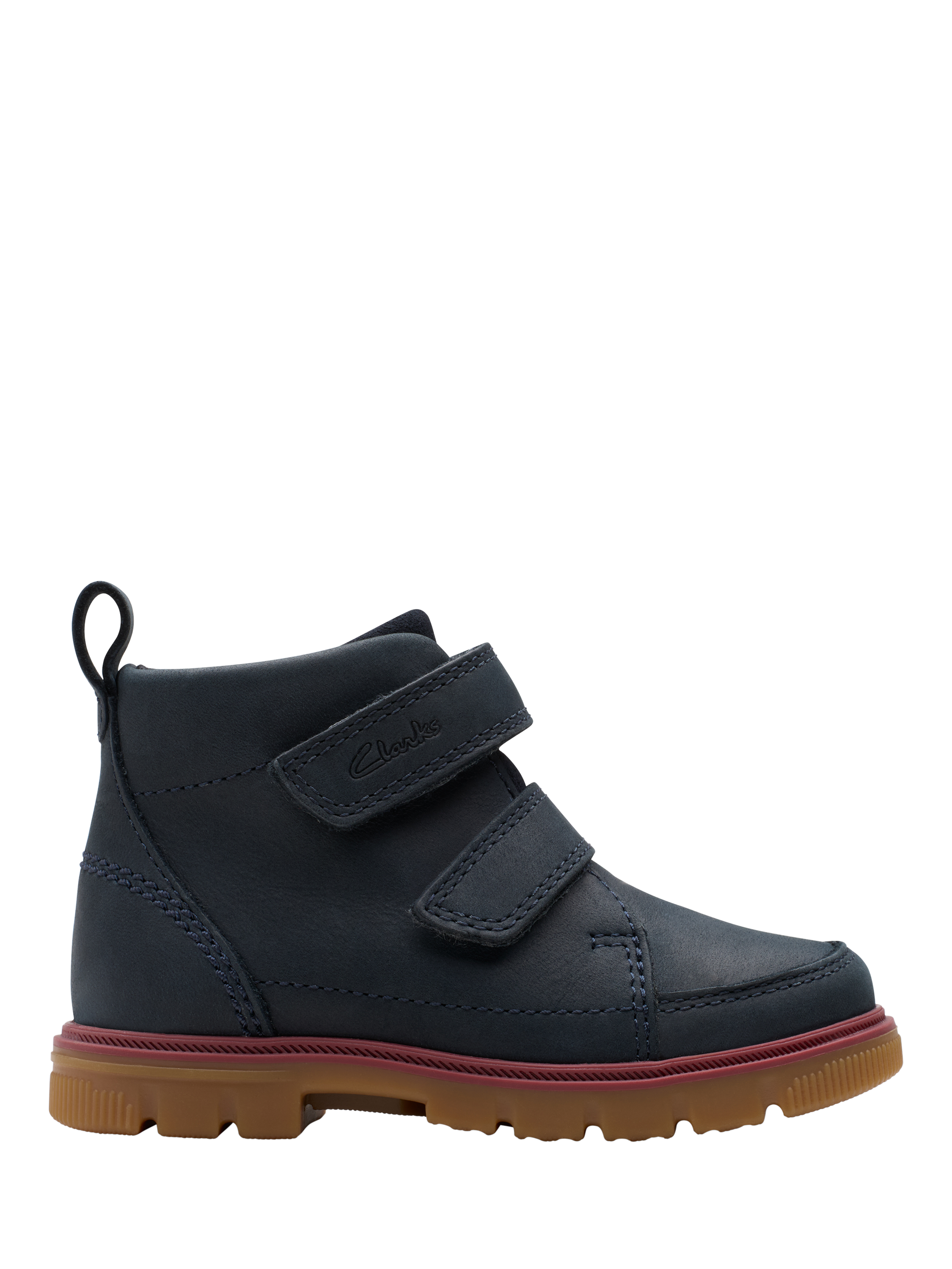Product image 1 of 7, which shows Clarks Kids' Lorcam Leather Hi Boots, Navy, 4 G Jnr