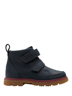 Clarks Kids' Lorcam Leather Hi Boots, Navy, Navy
