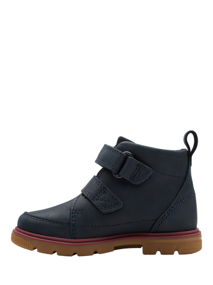 Clarks Kids' Lorcam Leather Hi Boots, Navy - view 2, Navy