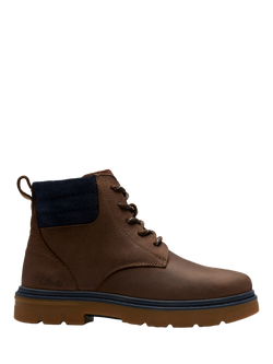 Clarks Kids' Lorcam Trail Leather Lace Up Boots, Dark Brown