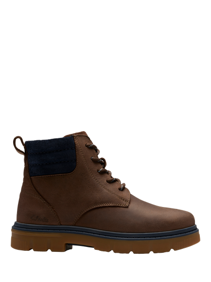 Clarks Kids' Lorcam Trail Leather Lace Up Boots, Dark Brown