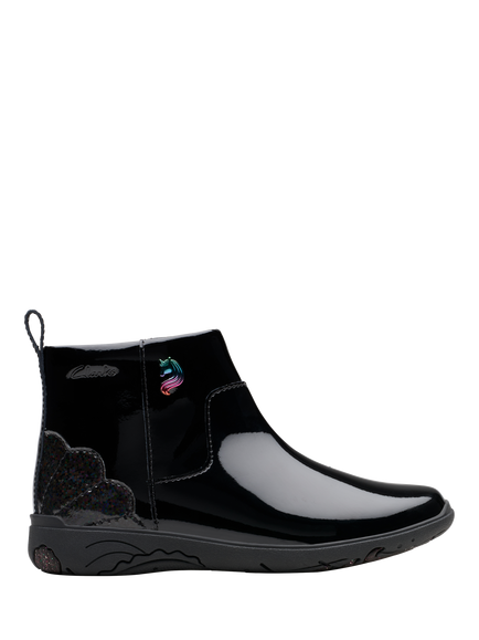 Clarks Kids' Relda Glow K Leather Boots, Black, Black