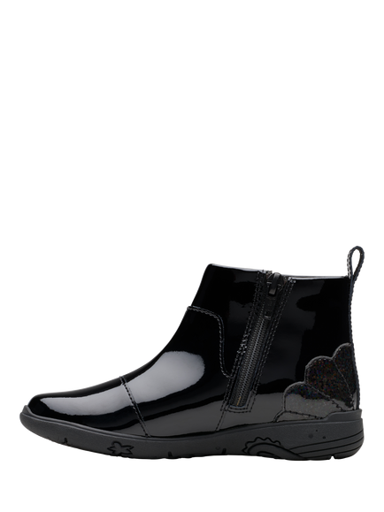 Clarks Kids' Relda Glow K Leather Boots, Black - view 2, Black