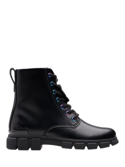 Clarks Kids' Evyn Top Leather Lace-Up Boots, Black, Black