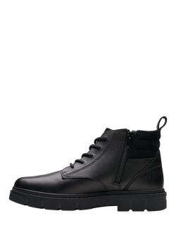 Clarks Kids' Lorcam Trail Leather Lace Up Boots - view 2, Black Leather