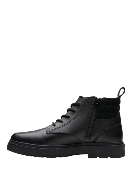 Clarks Kids' Lorcam Trail Leather Lace Up Boots - view 2, Black Leather