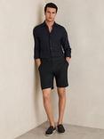 Reiss Sketch Cotton Linen Blend Shorts, Navy