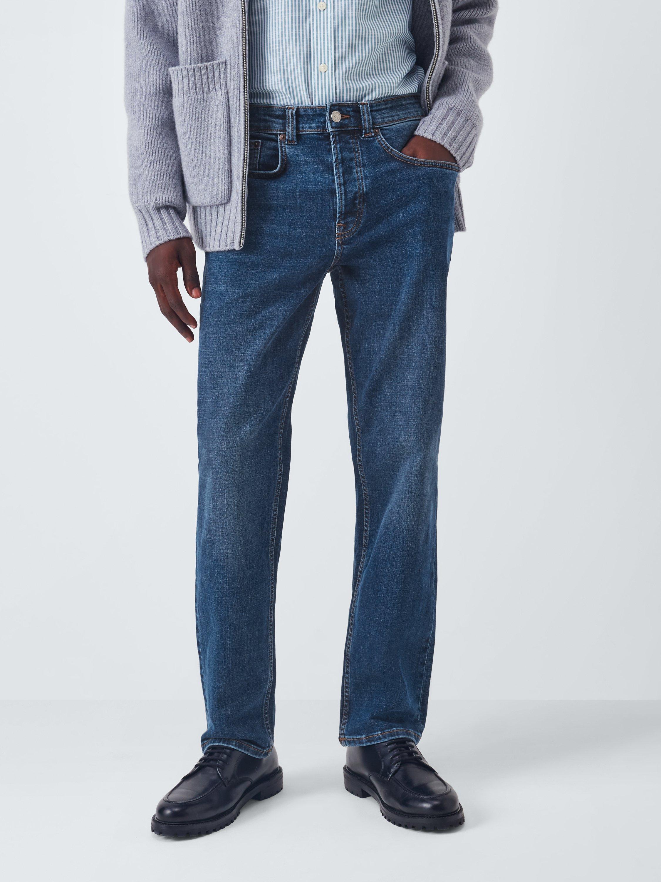 Product image 1 of 6, which shows John Lewis Regular Fit Denim Jeans, Mid Wash, 30R