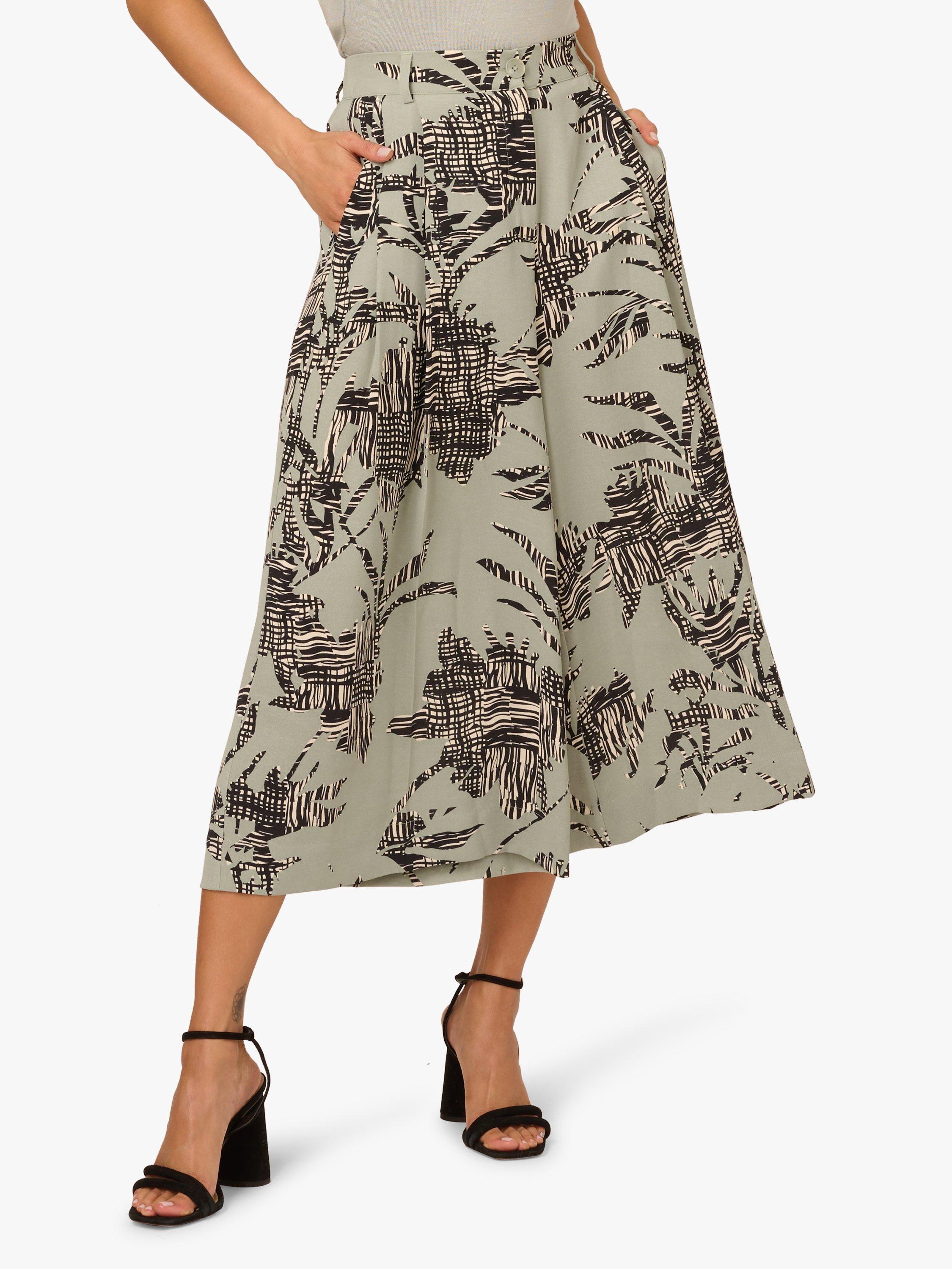 Product image 1 of 6, which shows Adrianna Papell Botanical Cropped Wide-Leg Trousers, Dusty Green, 8