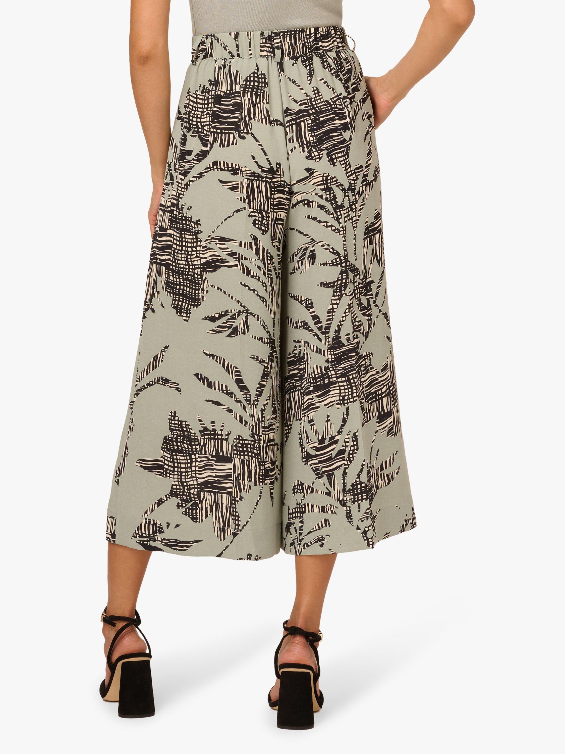 Product image 2 of 6, which shows Adrianna Papell Botanical Cropped Wide-Leg Trousers, Dusty Green, 8