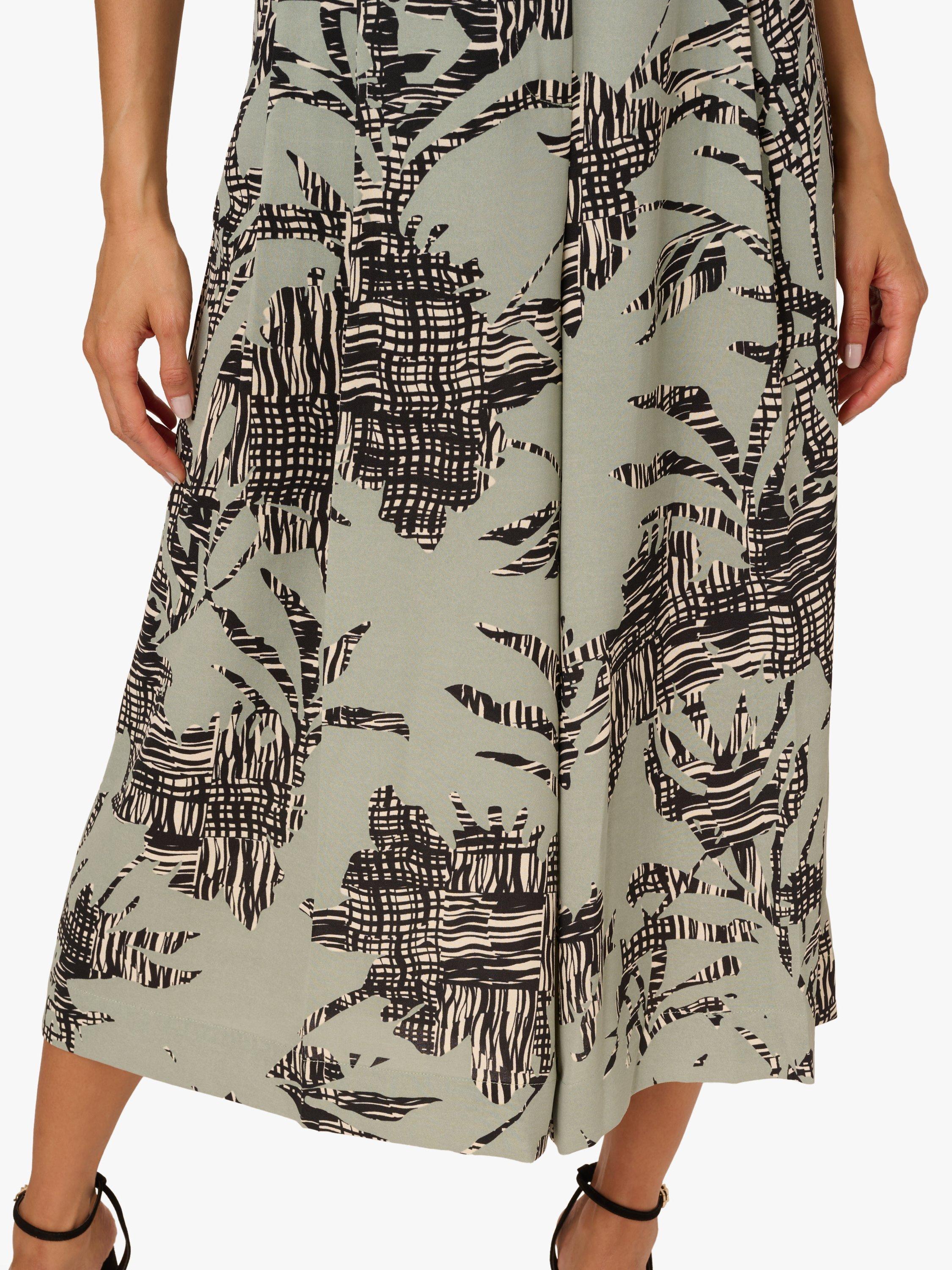 Product image 4 of 6, which shows Adrianna Papell Botanical Cropped Wide-Leg Trousers, Dusty Green, 8