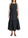 Theory Gathered Tiers Midi Dress, Black