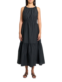 Theory Gathered Tiers Midi Dress, Black, Black