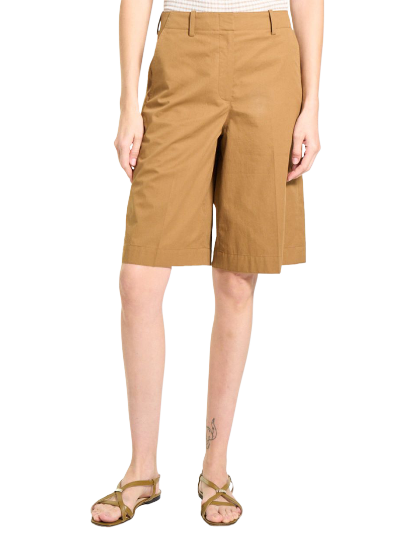 Product image 1 of 3, which shows Theory Relaxed Longline Shorts, Brown, 8
