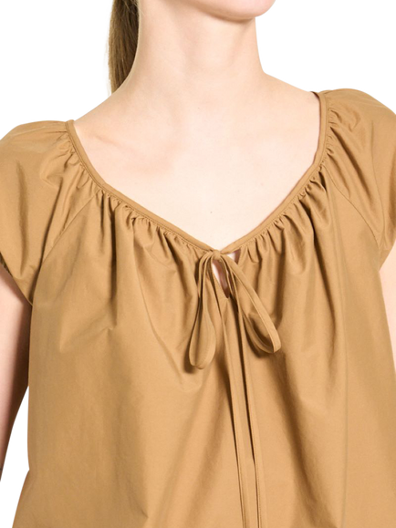 Theory Easy Tie Neck Top, Brown - view 2, Brown