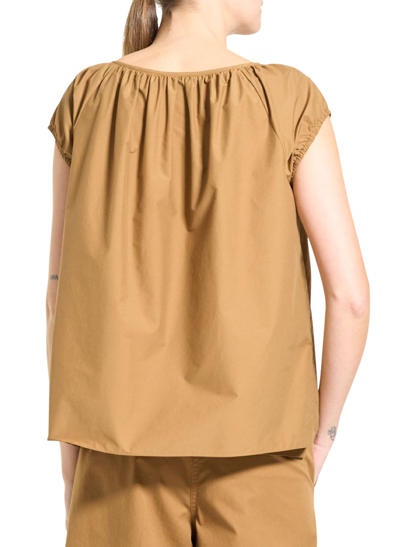 Product image 3 of 3, which shows Theory Easy Tie Neck Top, Brown, S