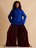 FLORERE Longline Roll Neck Jumper, Blue