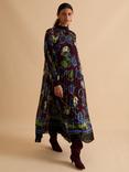 FLORERE Graphic Tulip High Neck Pleated Dress, Multi