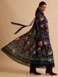 FLORERE Graphic Tulip High Neck Pleated Dress, Multi