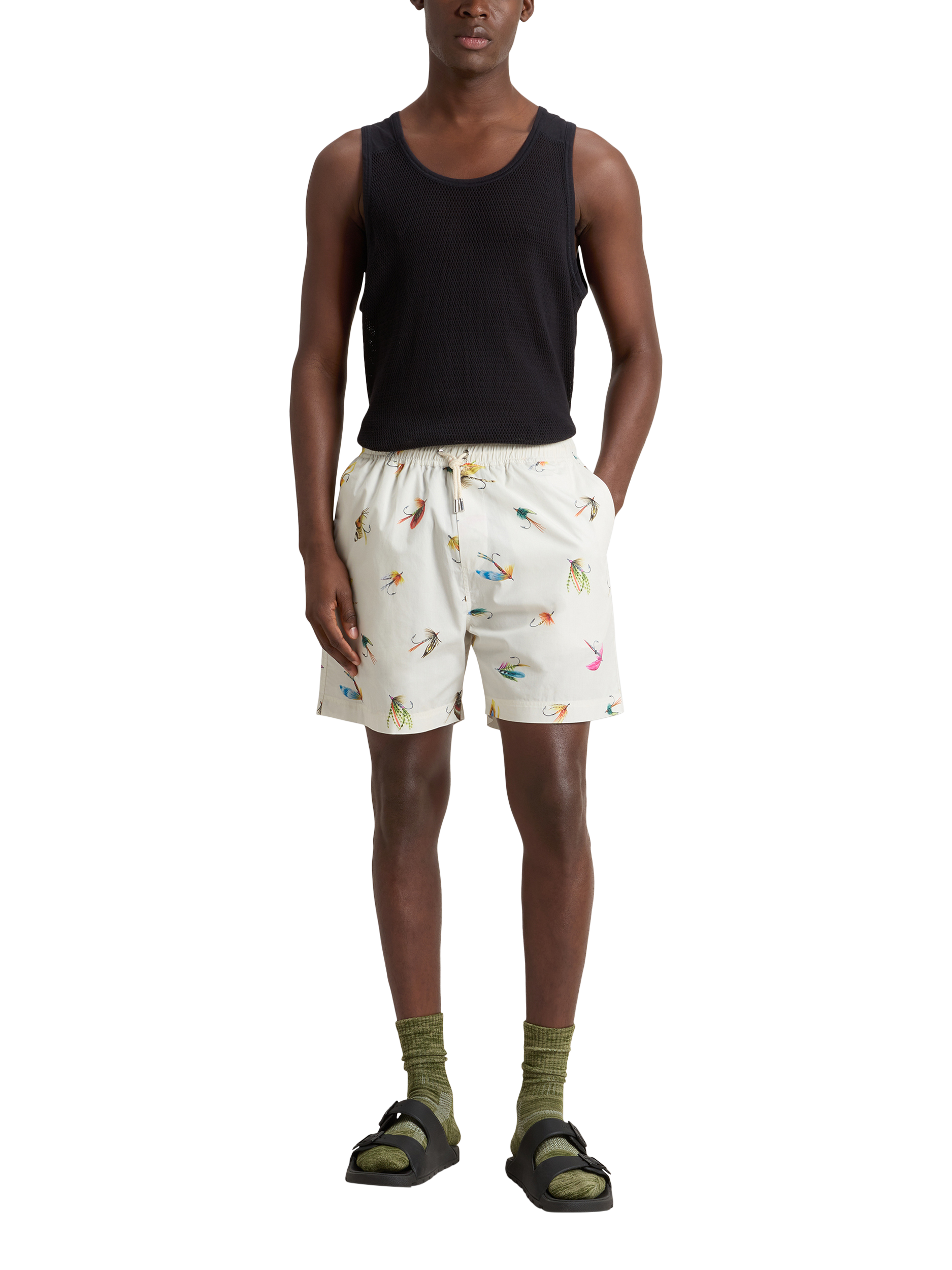 Product image 1 of 1, which shows WOOLRICH Poplin Graphic Shorts, White Hook, S