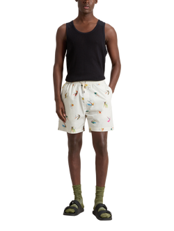 WOOLRICH Poplin Graphic Shorts, White Hook, White Hook