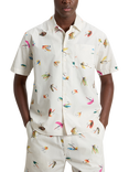 WOOLRICH Cotton Poplin Regular Fit Hook Print Shirt, White Hook