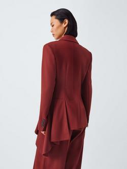 John Lewis Asymetric Hem Single-Breasted Blazer Jacket - view 2, Burnt Red