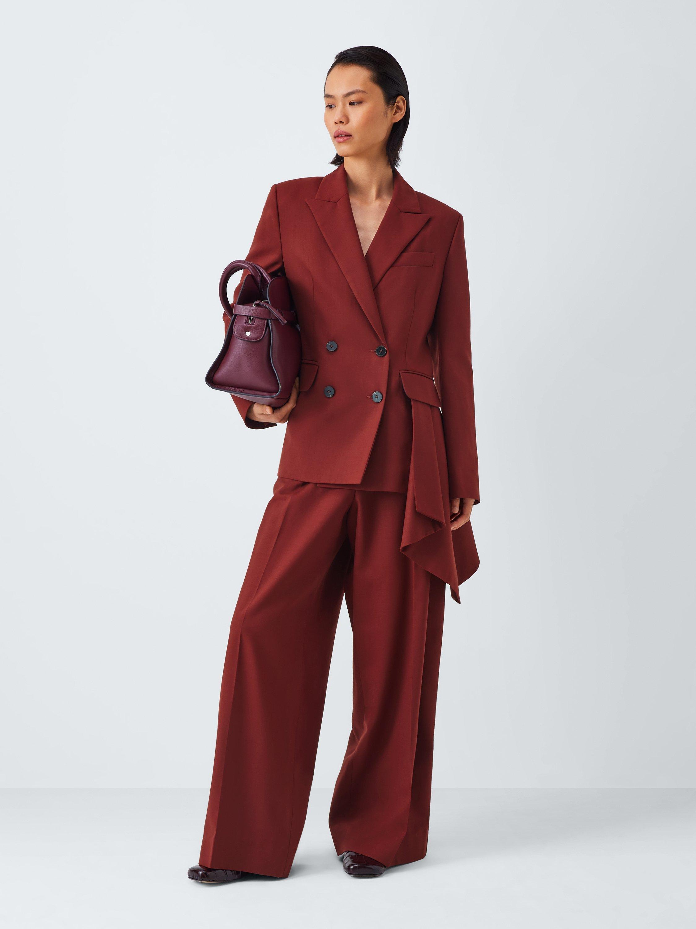Product image 3 of 6, which shows John Lewis Asymetric Hem Single-Breasted Blazer Jacket , Burnt Red, 12