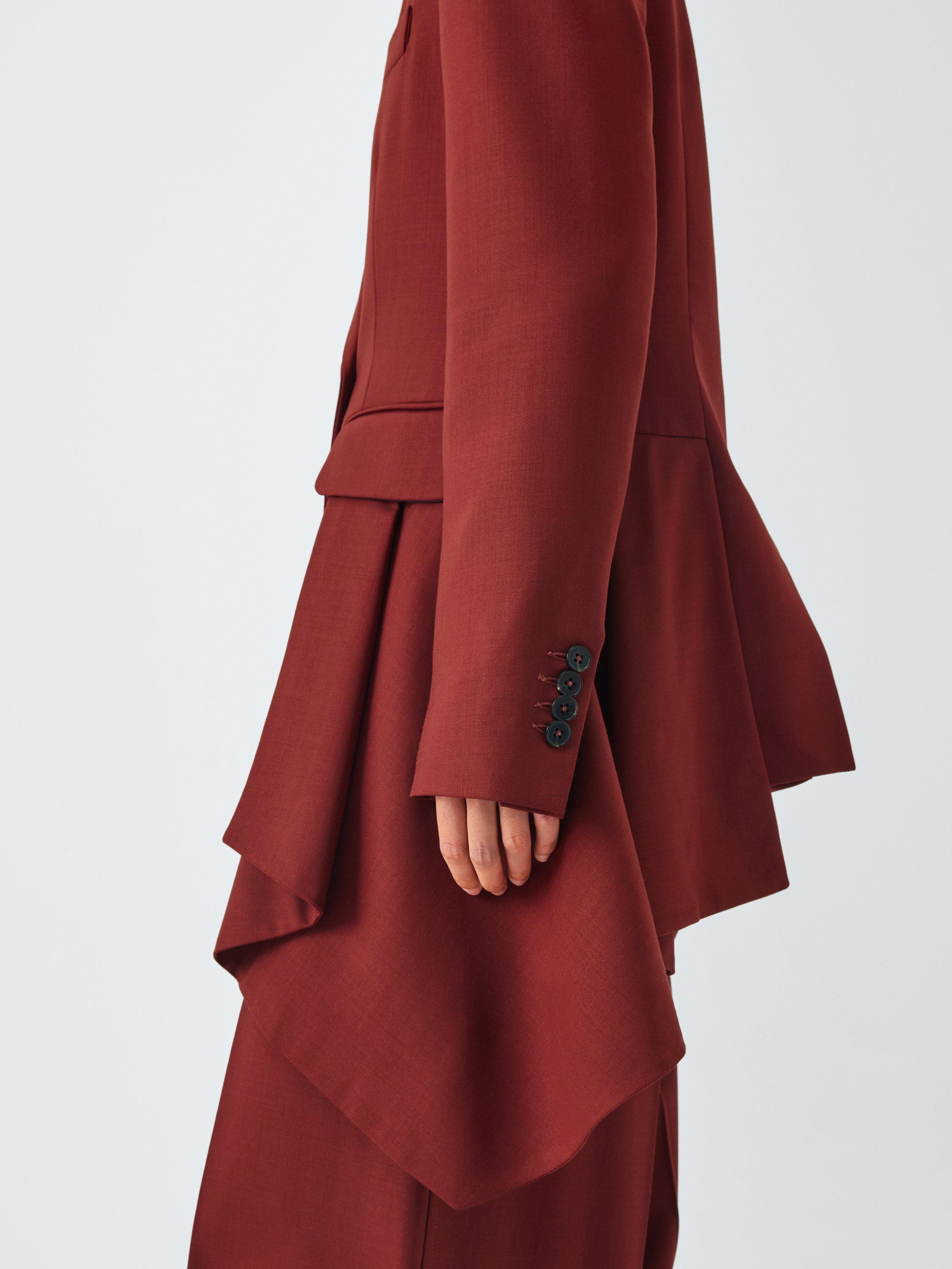 Product image 6 of 6, which shows John Lewis Asymetric Hem Single-Breasted Blazer Jacket , Burnt Red, 12