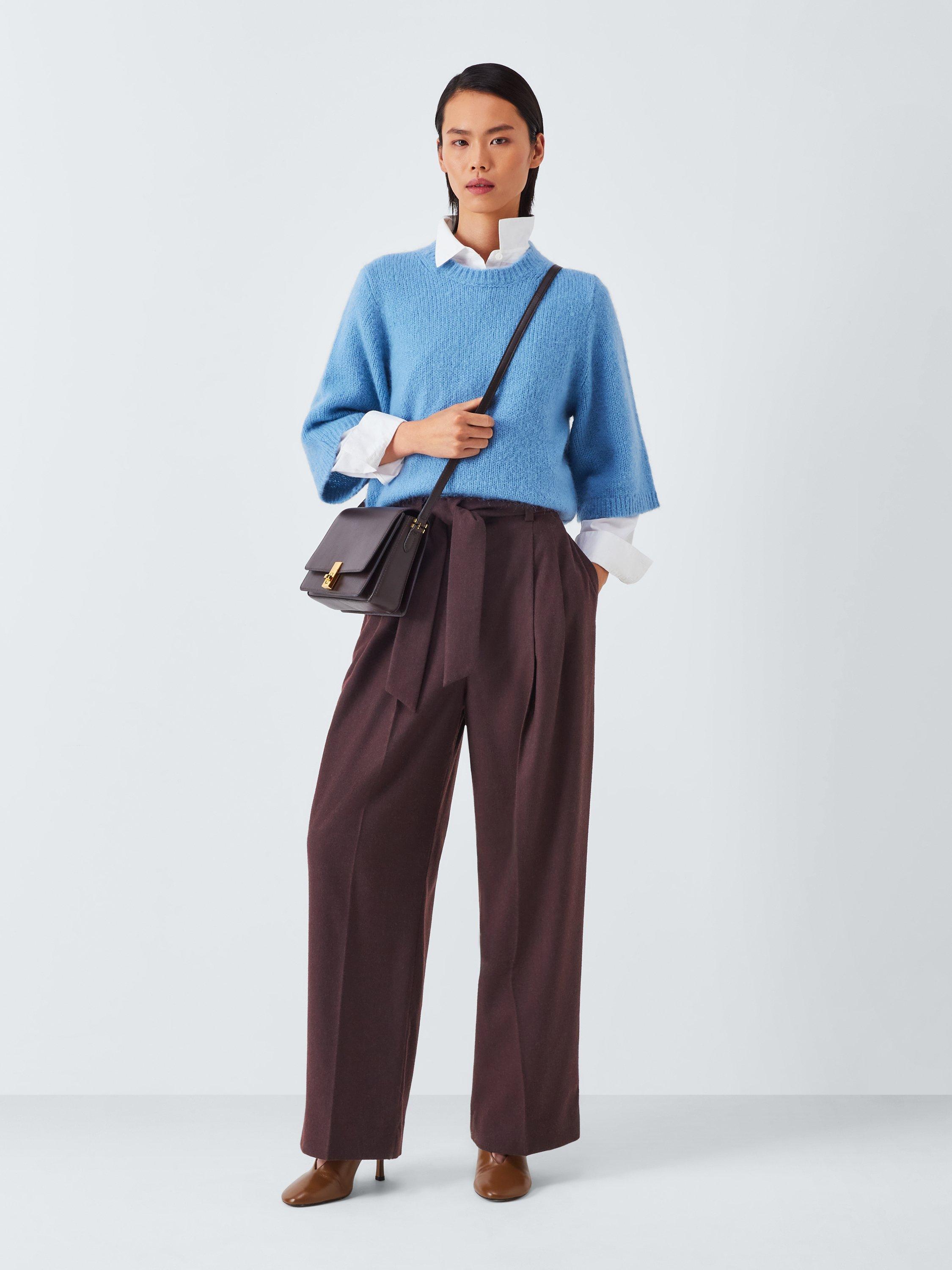 Product image 3 of 6, which shows John Lewis Tailored Wide Leg Flannel Trousers , Fig, 12