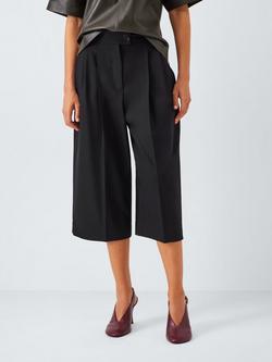 John Lewis Wool Blend Wide Leg Culotte Trousers, Black, Black
