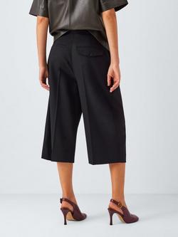 John Lewis Wool Blend Wide Leg Culotte Trousers, Black - view 2, Black