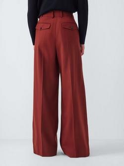 John Lewis Wool Blend Wide Leg Trousers, Burnt Red - view 2, Burnt Red
