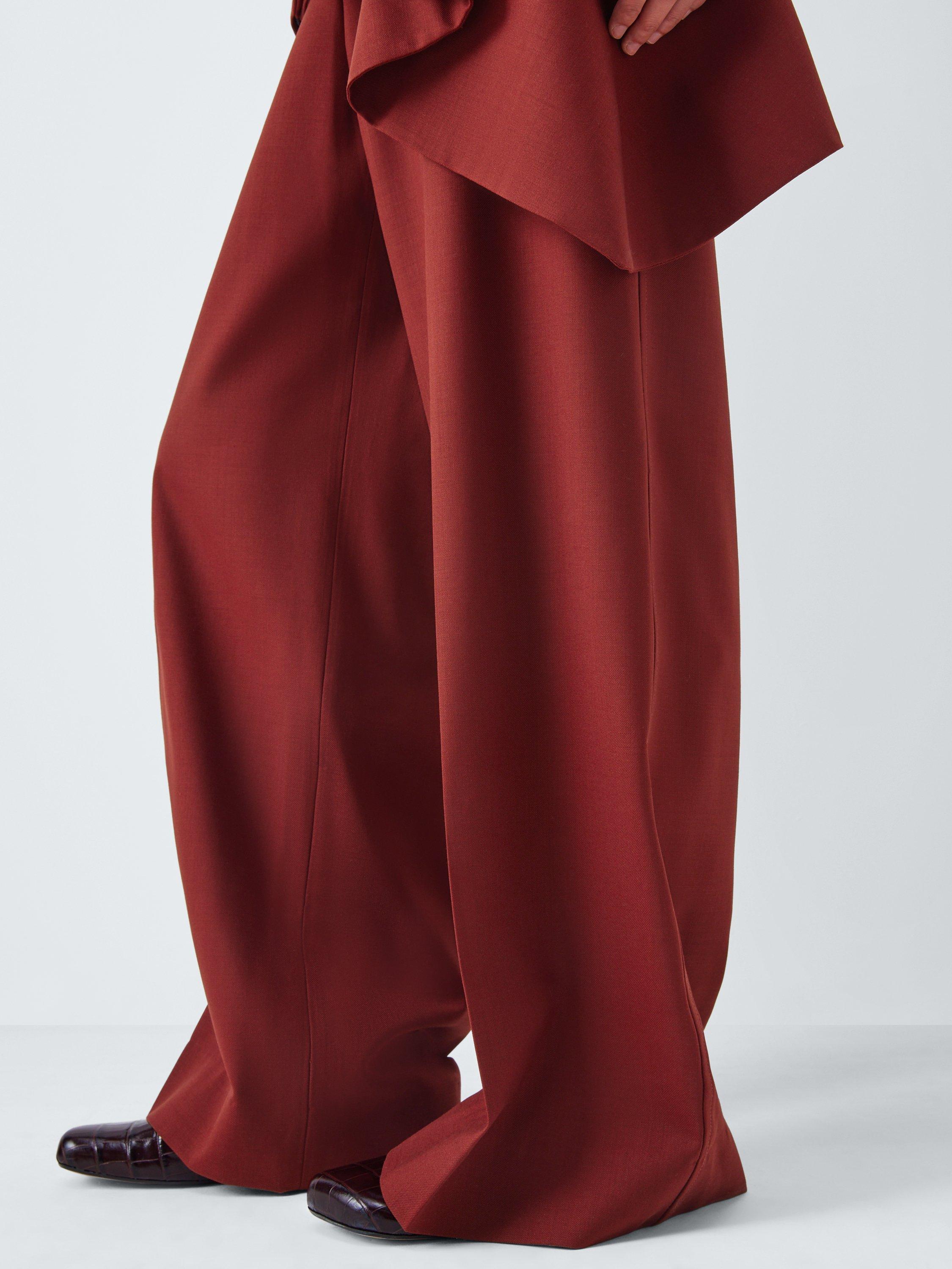Product image 5 of 7, which shows John Lewis Wool Blend Wide Leg Trousers, Burnt Red, 12