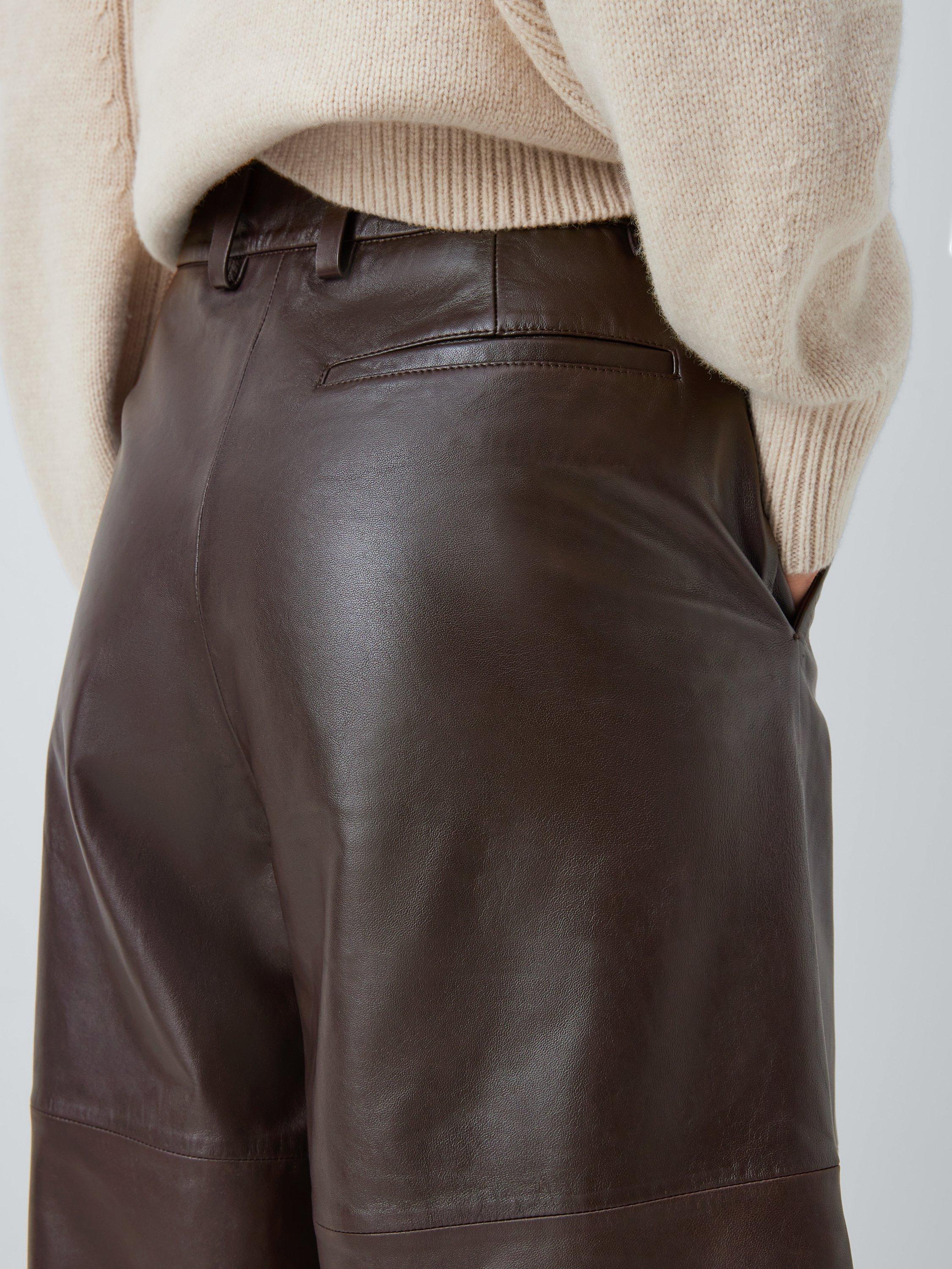 Product image 6 of 6, which shows John Lewis Wide Leg Leather Trousers, Chocolate, 16