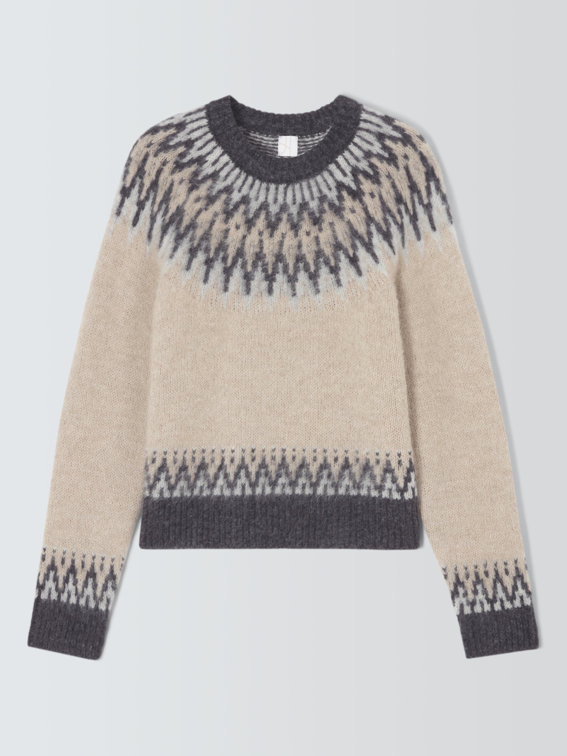 Product image 4 of 6, which shows John Lewis Alpaca Wool Blend Fair Isle Knit Jumper, Natural/Multi, 8
