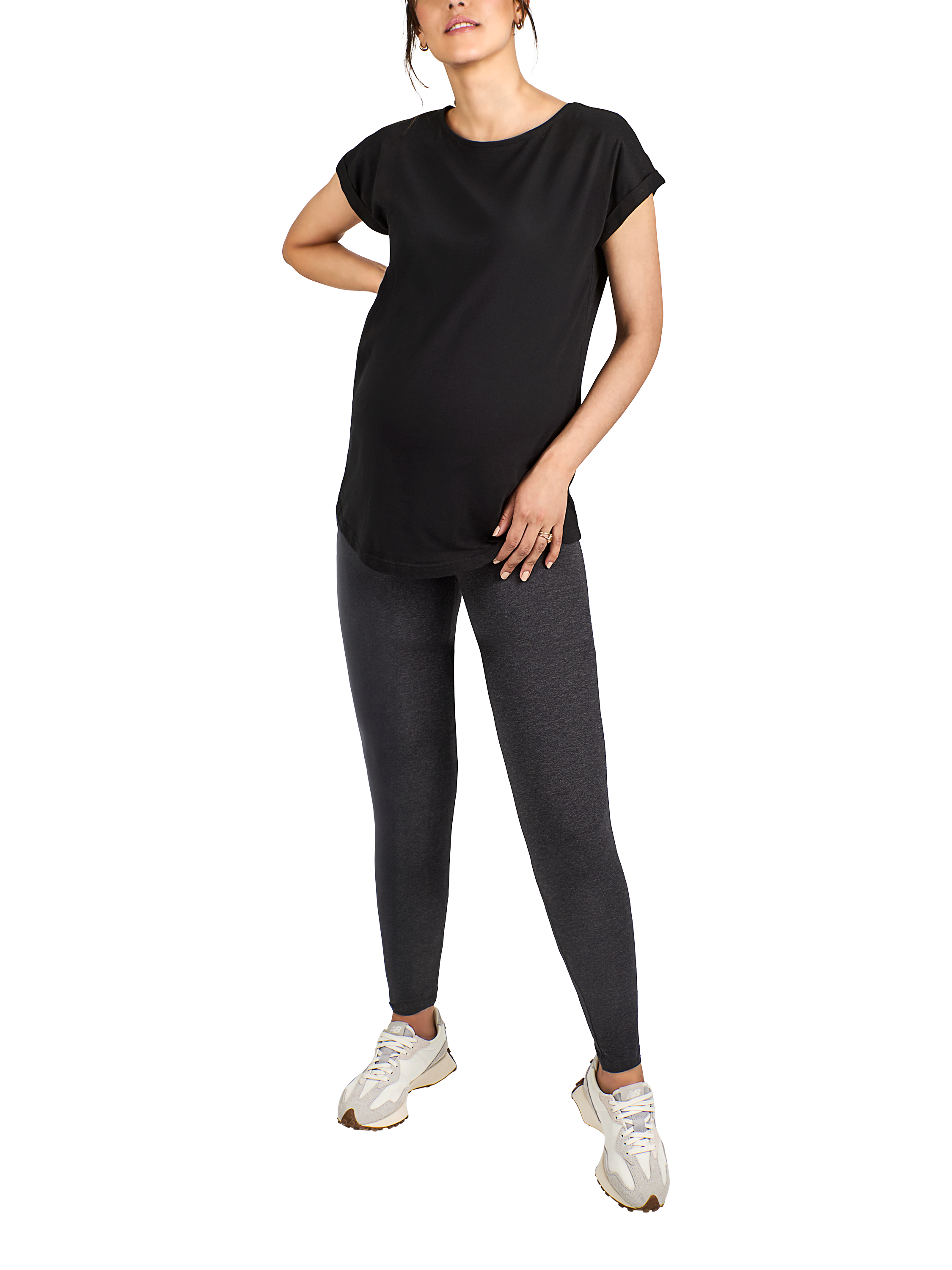 Product image 2 of 4, which shows JoJo Maman Bébé Cotton Blend Maternity Leggings, Charcoal, S