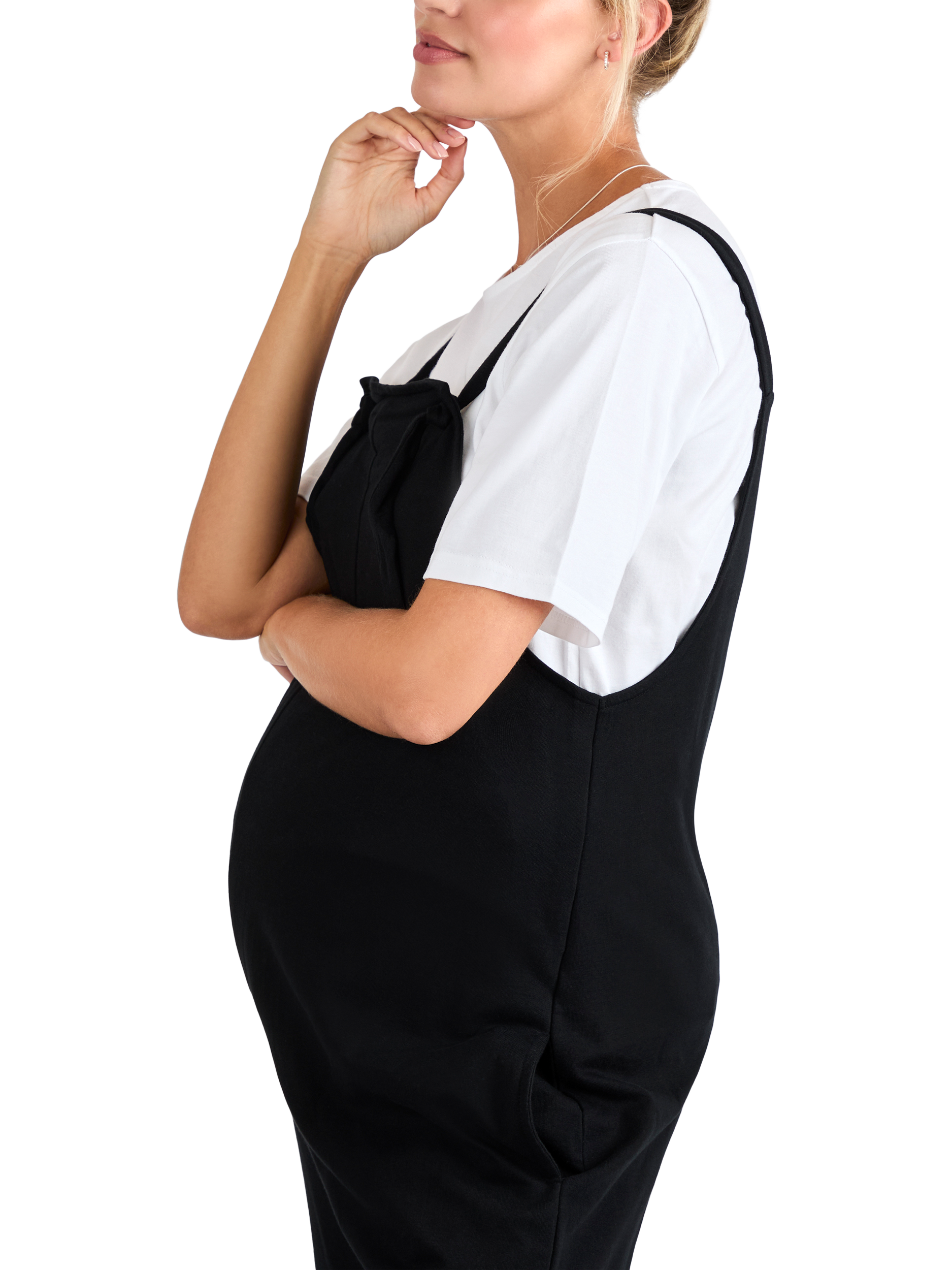 Product image 4 of 5, which shows JoJo Maman Bébé Cotton Jersey Maternity Dungarees, Black, S