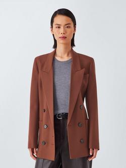 John Lewis Wool Blend Double Breasted Jacket, Brown, Brown