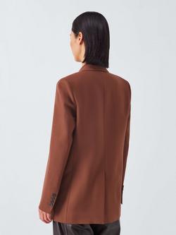 John Lewis Wool Blend Double Breasted Jacket, Brown - view 2, Brown