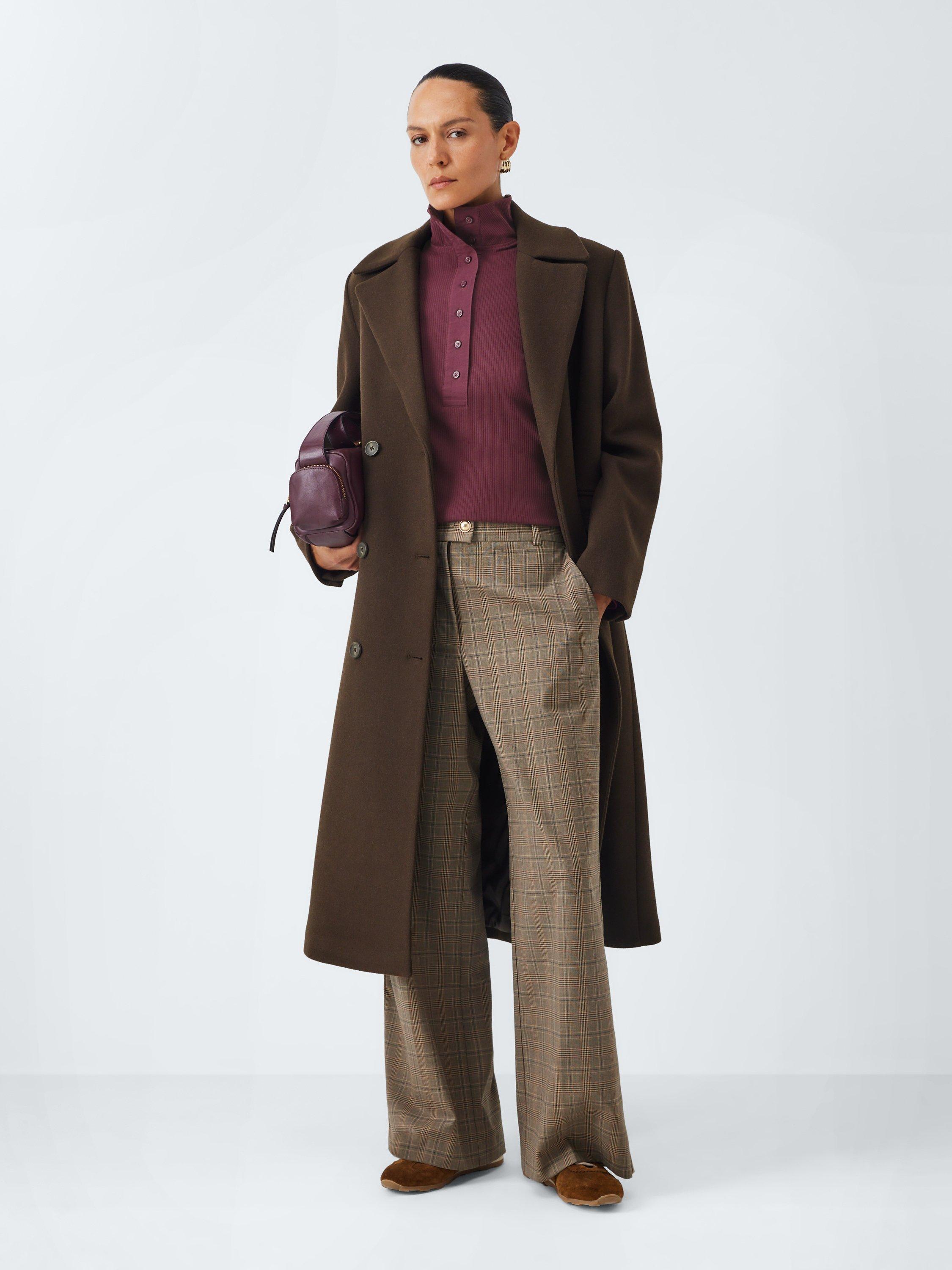 Product image 3 of 6, which shows John Lewis Henley Ribbed Cotton Top, Fig, 6