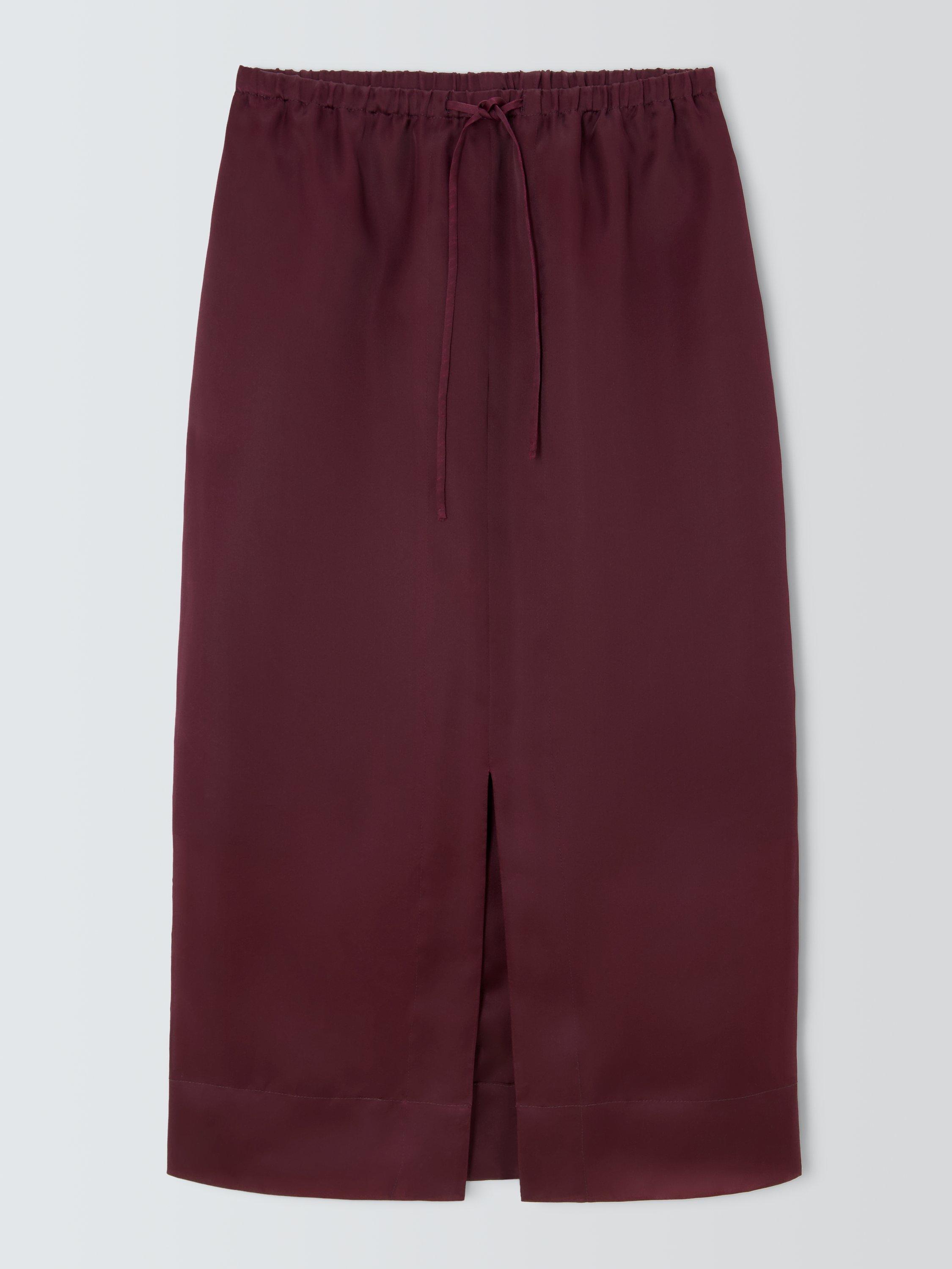 Product image 4 of 6, which shows John Lewis Sheer Silk Midi Skirt, Berry, 8