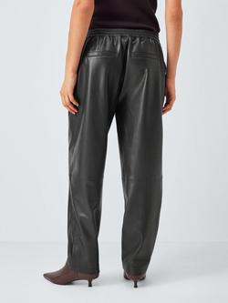 John Lewis Faux Leather Straight Leg Tailored Trousers, Black - view 2, Black