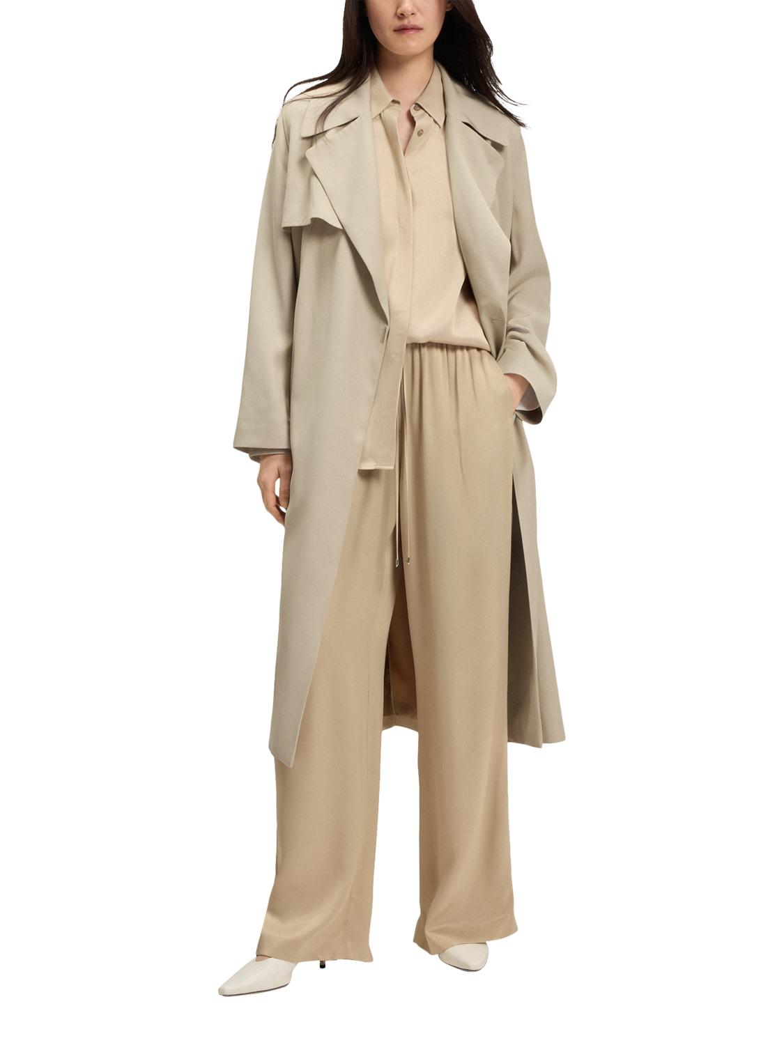 Product image 1 of 5, which shows HUGO BOSS BOSS Tie Waist Trench Coat, Beige, 6
