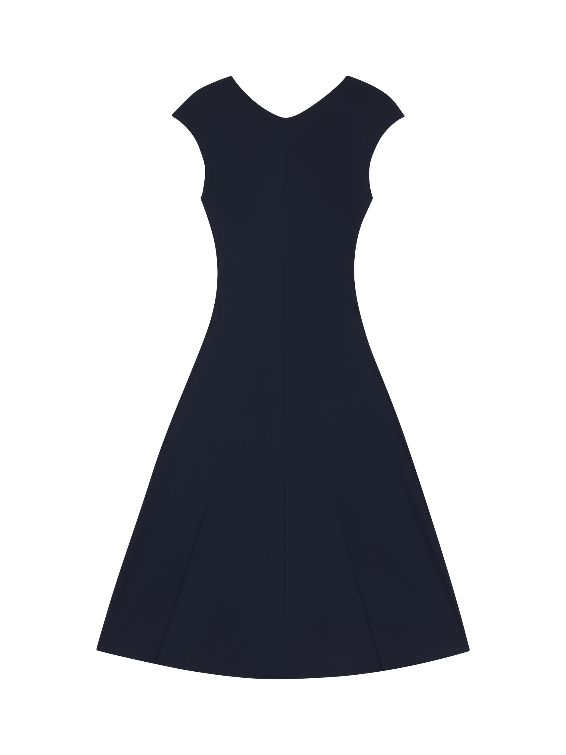 Product image 4 of 6, which shows HUGO BOSS Cap Sleeve V Neck Midi Dress, Dark Blue, S
