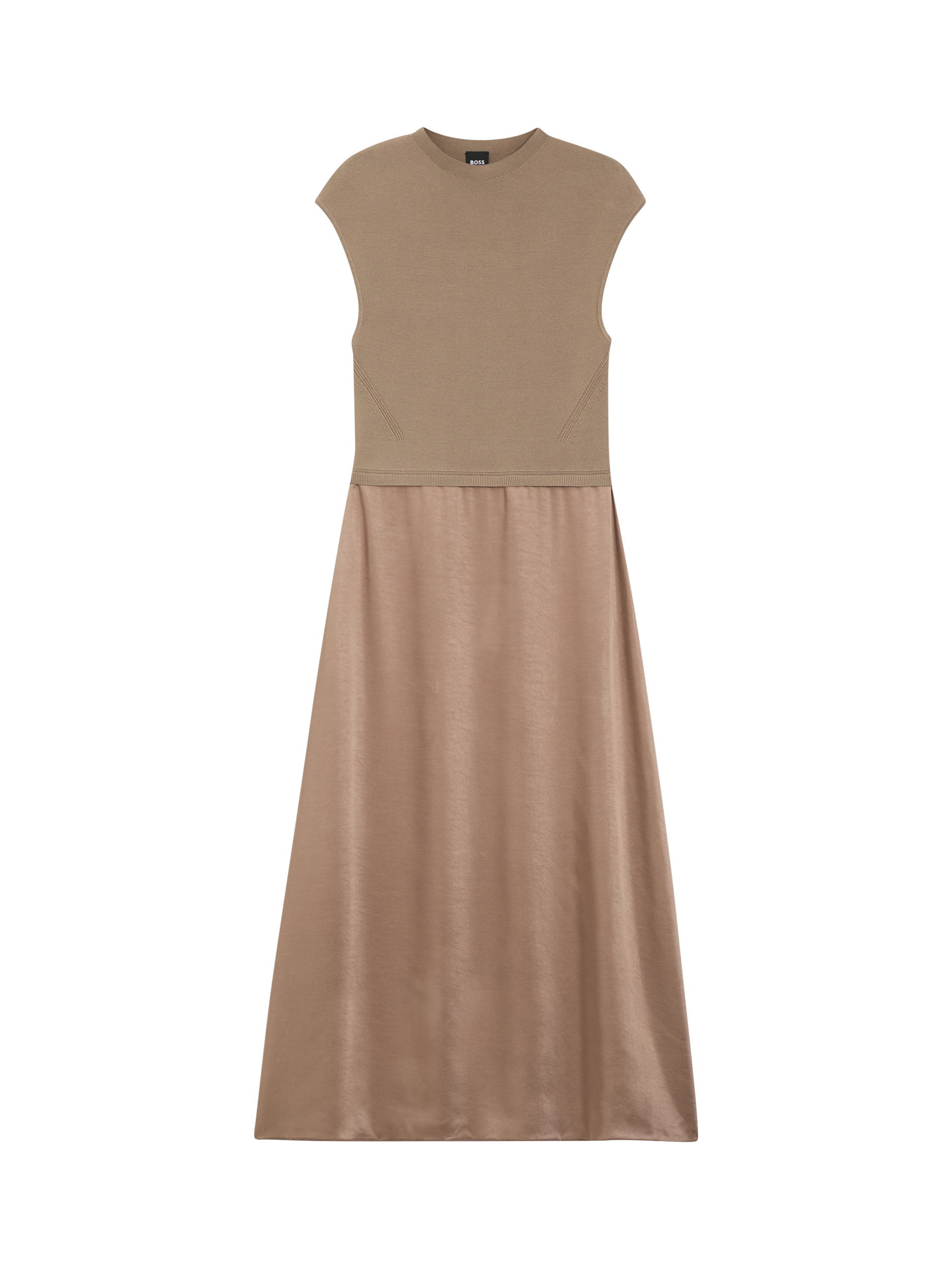 Product image 4 of 6, which shows BOSS Ferdolini Split Fabric Midi Dress, Open Brown, S
