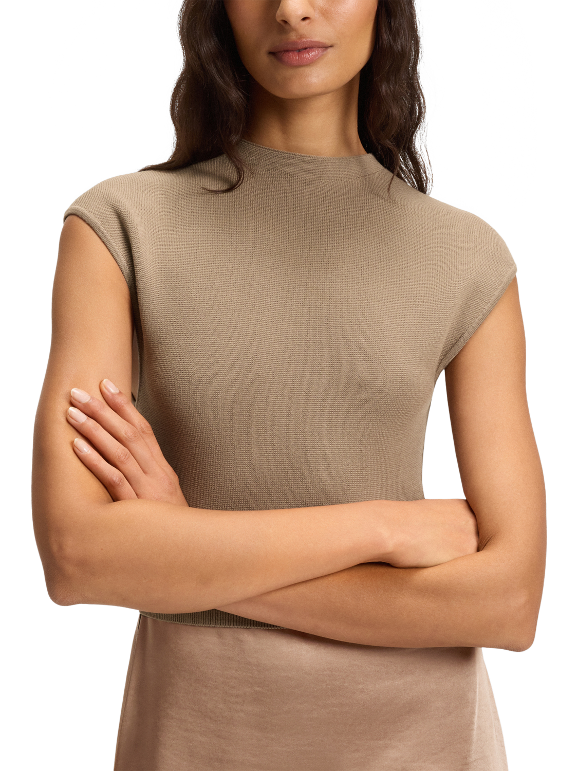 Product image 5 of 6, which shows BOSS Ferdolini Split Fabric Midi Dress, Open Brown, S