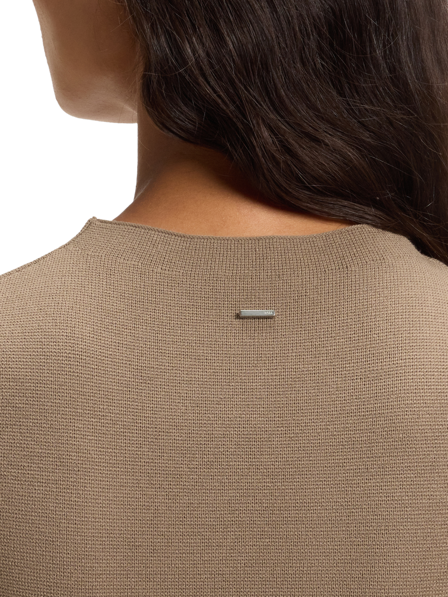 Product image 6 of 6, which shows BOSS Ferdolini Split Fabric Midi Dress, Open Brown, S