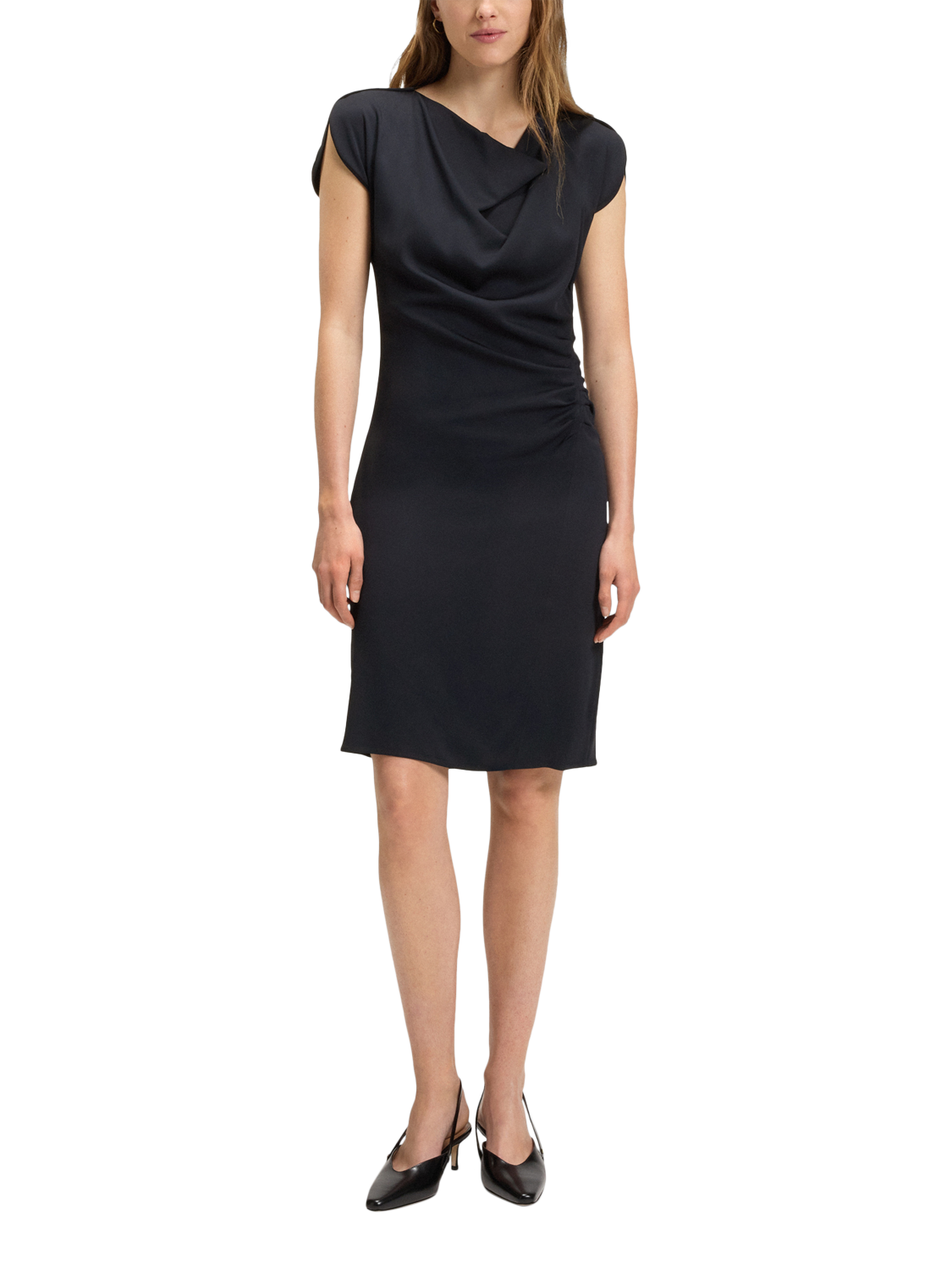 Product image 1 of 6, which shows HUGO BOSS Devania Short Sleeve Dress, Dark Blue, 6